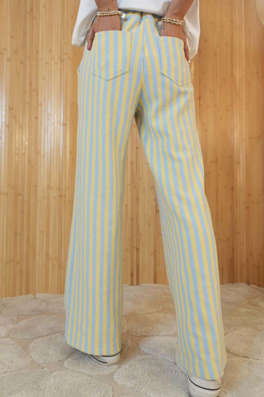 Shoreditch Stripe Lounge Flare Trouser Lemonade & Iceberg /15=